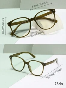 1 件時尚女用 Pc 框透明鏡片眼鏡,純色或玳瑁色,時尚配件,非常適合閱讀、遊戲、電視和移動設備 - 棕色 - 查看 4