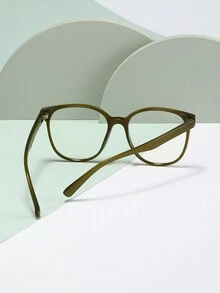 1 件時尚女用 Pc 框透明鏡片眼鏡,純色或玳瑁色,時尚配件,非常適合閱讀、遊戲、電視和移動設備 - 棕色 - 查看 3