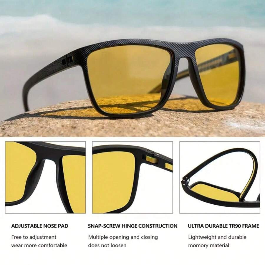 1pc Sports Polarized Fashion Glasses Unisex For Cycling, Driving, Fishing And Outdoor Activities - Yellow - View 1