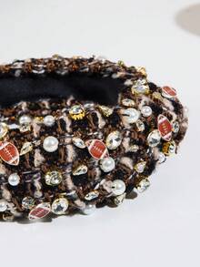 1個女士手工羊毛頭帶,時尚橄欖球系列髮帶 - 咖啡 - 查看 1