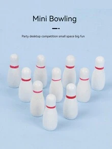 木質迷你保齡球遊戲,親子互動、兒童早期教育、減壓室內桌上遊戲球玩具 - 彩色 - 查看 5