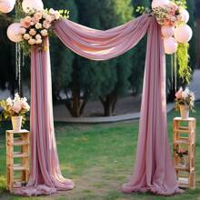 1pc 75x600cm Wedding Arch Draping Fabric Panel Decorated With Rose Pink Ombre Tulle, Perfect For Wedding Ceremony Reception Backdrop Decoration And Party Decorations - Dusty Rose - View 3