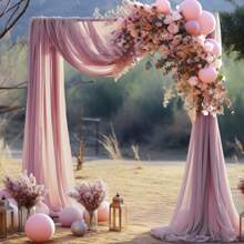 1pc 75x600cm Wedding Arch Draping Fabric Panel Decorated With Rose Pink Ombre Tulle, Perfect For Wedding Ceremony Reception Backdrop Decoration And Party Decorations - Dusty Rose - View 1