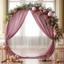 1pc 75x600cm Wedding Arch Draping Fabric Panel Decorated With Rose Pink Ombre Tulle, Perfect For Wedding Ceremony Reception Backdrop Decoration And Party Decorations - Dusty Rose - View 4