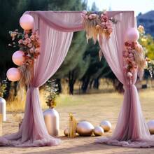 1pc 75x600cm Wedding Arch Draping Fabric Panel Decorated With Rose Pink Ombre Tulle, Perfect For Wedding Ceremony Reception Backdrop Decoration And Party Decorations - Dusty Rose - View 5
