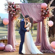 1pc 75x600cm Wedding Arch Draping Fabric Panel Decorated With Rose Pink Ombre Tulle, Perfect For Wedding Ceremony Reception Backdrop Decoration And Party Decorations - Dusty Rose - View 2