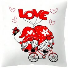 4入組情人節枕套批發,紅色短毛絨印花心形抱枕套,節日裝飾靠墊套,適用於床上/沙發上 - 杏色 - 查看 6