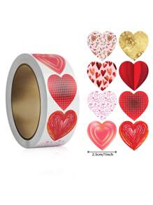 500入/捲情人節心形貼紙,可用於裝飾和密封購物中心禮品,有8種不同的圖案作為禮品配件,也可以作為自粘標籤、禮盒貼紙、封貼——非常適合密封禮品和手工製作！ - 粉紅色愛心 - 查看 13