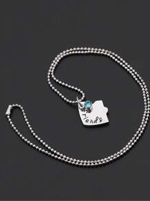 3 件心形水钻镶嵌项链，带字母和朋友吊饰细节，情人节礼物