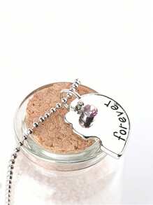 3 件心形水钻镶嵌项链，带字母和朋友吊饰细节，情人节礼物