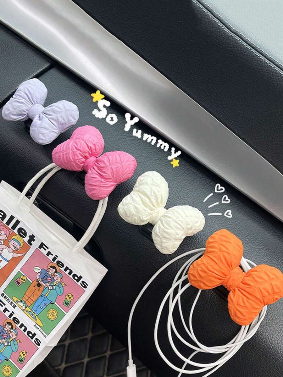 Butterfly Shaped Car Hook With Adhesive Backing, Ins Style Multi-Purpose Front Seat Car Hook For Hanging Personal Belongings In Car - Purple - View 1