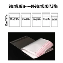 100 件 20*20 公分自封玻璃纖維袋,透明聚乙烯塑膠袋,可重複使用的自黏 Opp 袋,用於烘焙餅乾、零食、珠寶、糖果、書籍、報紙和雜誌、服裝、卡片、玻璃纖維袋 - 無色 - 查看 2