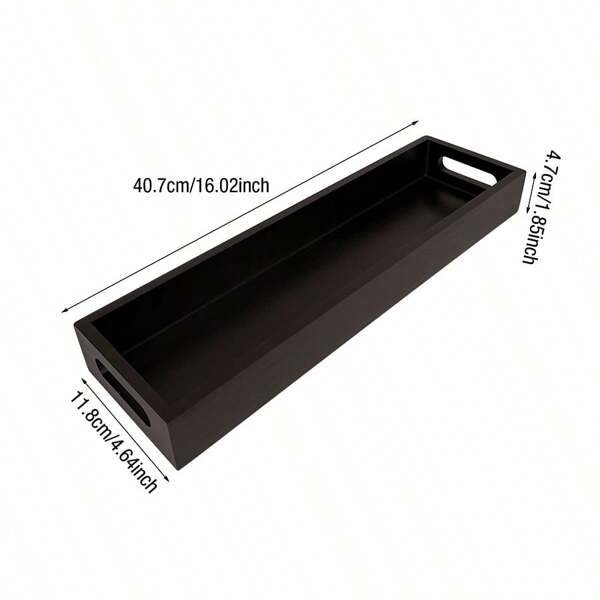 16Inch Wooden Matte Decorative Tray, Rectangular Narrow Serving Tray