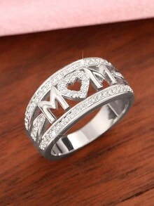 1枚優雅立方氧化鋯媽媽戒指,適用於女性母親節禮物紀念日晚會珠寶 - 1# - 查看 4