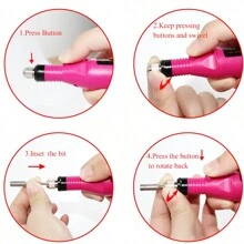 指甲套裝丙烯酸指甲套裝,配有led指甲燈烤箱uv凝膠指甲油套裝,美甲工具套裝,置頂底座指甲鑽機 - 粉色 - 查看 10