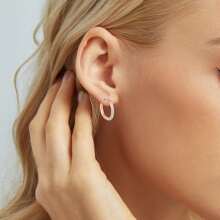 VOLUKA 18K Rose Gold Plated Huggic CZ Hoop Earring 316L Stainless Steel Created Diamond Stud Ear Piercing Cartilage Helix Hypoallergenic Jewelry For Men Women