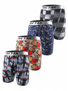 4入組男孩柔軟、透氣、快乾、抗菌、印花短褲/游泳褲 - 彩色 - 查看 1