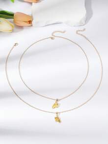 1對情侶風格遊戲手柄吊墜項鍊,適用於情人節和日常穿著 - 金色 - 查看 2