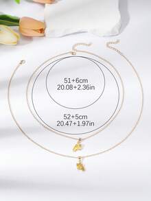 1對情侶風格遊戲手柄吊墜項鍊,適用於情人節和日常穿著 - 金色 - 查看 4