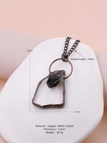 KEJIALAI 透明石英柱狀吊墜項鍊,焊接古銅色天然石英柱項鍊,鍍銅紅綠水晶點綴 - 紫晶 - 查看 4