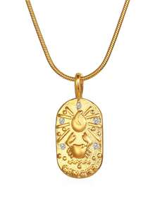 1pc Elegant & Fashionable 12 Constellations Pendant Necklace With Diamond Inlaid, Stainless Steel, Ideal For Daily Wear - Taurus - View 14