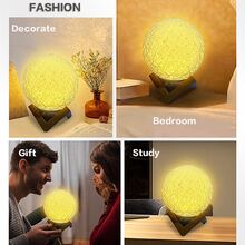 1個創意藤球夜燈米色桌燈,臥室睡眠氛圍燈,浪漫生日禮物,usb插電版（無電池燈） - 黃色 - 查看 6