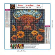 1套5d鑽石繪畫套件,有牛和向日葵設計,適合初學者,動物馬賽克十字繡diy藝術禮品,適用於家居裝飾（7.87in*7.87in） - 彩色 - 查看 6