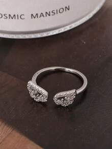 2pcs Fashionable Copper Heart Shaped Diamond Ring - Multicolor - View 4