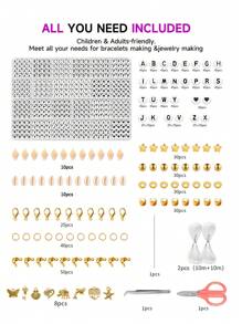 7200顆聚合物黏土珠子手鍊製作套件和1095顆字母珠子手工珠寶製作套件,適用於製作復古風格的珠串友誼手鐲、項鍊,包括吊墜、彈性繩、貝殼等。diy製作工具和材料,適合節日生日禮物 - A款 - 查看 6