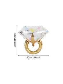 2入組鑽石戒指鋁模氣球,適用於婚禮裝飾、求婚道具、活動派對裝飾 - 彩色 - 查看 2