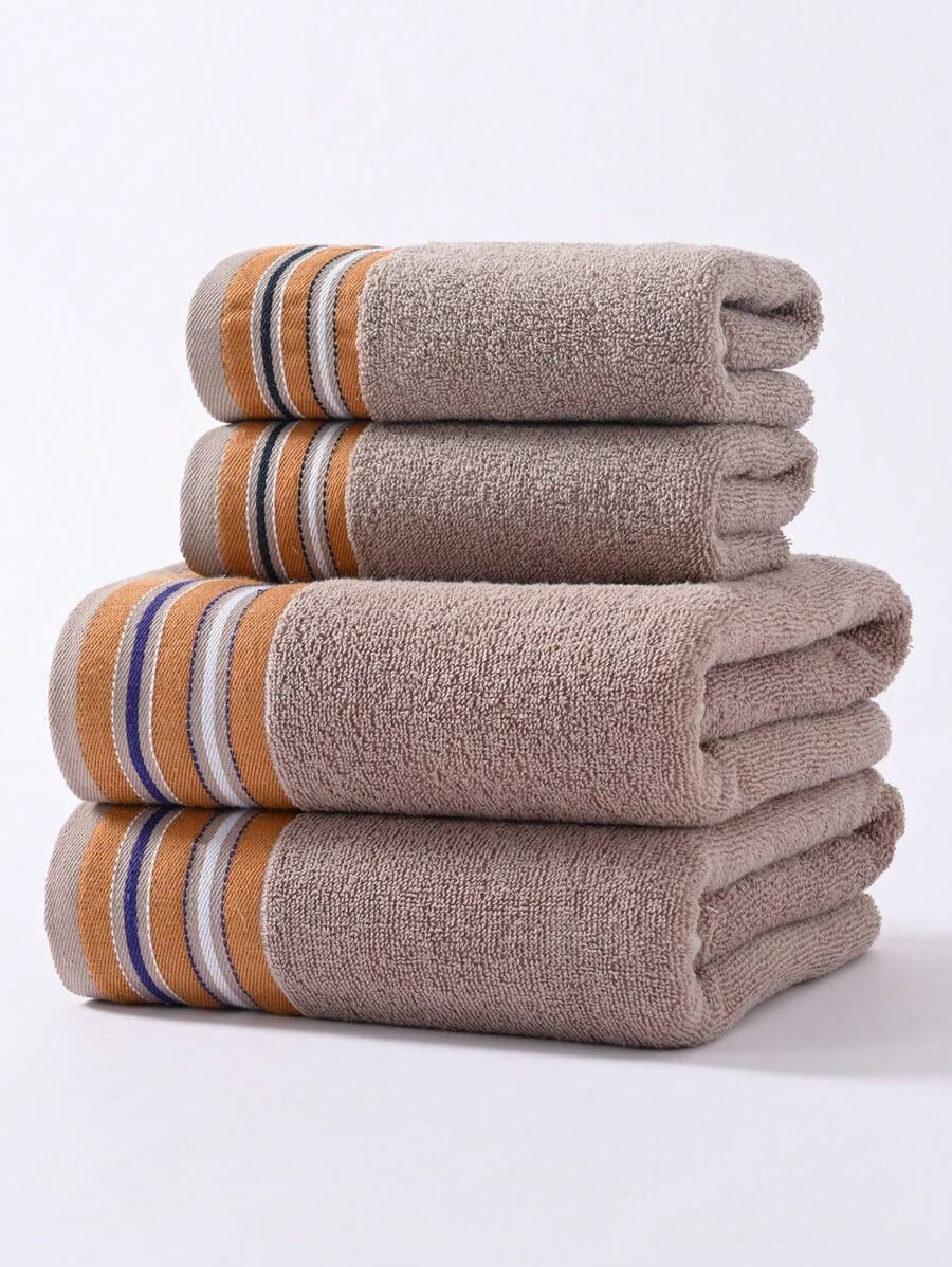 1入輕盈實色寬編毛巾/浴巾,吸水性強,可用作吹髮毛巾、面巾或浴巾 - 棕色 - 查看 1