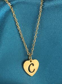 1pc Simple Stainless Steel 26 English Alphabet Pendant Necklace, Ideal Gift For Friends - Yellow Gold - View 23