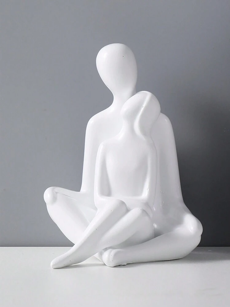1 set de figuras decorativas abstractas minimalistas modernas de resina de una pareja abrazándose, mejor regalo - Blanco - Añade 6
