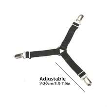 4入組防滑三角床單卡夾-可調節金屬夾具彈性帶-沙發墊和床上用品的實用隱形安全帶 - 黑色 - 查看 3