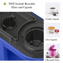 CHULUX Single Serve Kcup Pod Coffee Maker, Upgraded Single Cup Coffee Brewer For Quick Brew, All-In-One Simple Coffee Maker For Ground Coffee And Tea, Mini Coffee Brewer Brews Within Minutes - Blue - View 5