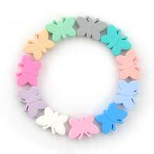 10入組矽膠中心珠,可愛的動物珠,扁平蝴蝶間隔珠,適用於筆珠首飾製作,掛繩鑰匙扣項鍊珠串製作套件 - 扁平蝴蝶珠子 - 查看 9