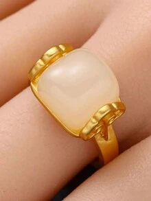 1枚復古優雅的無名指古典如意仿和田玉戒指 - 單戒 - 查看 4