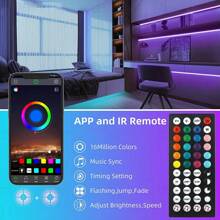 5050 RGB LED燈帶音樂同步彩色變換不防水RGB LED燈帶遙控應用程式控制LED燈帶，適用於房間家居廚房裝飾派對室外燈光仙女燈 - 型號 - 查看 12