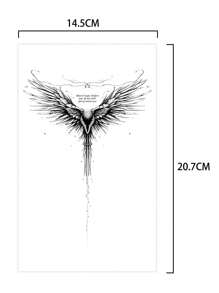 1張翅膀刺青貼防水持久帥氣男士後脖頸 - 黑色 - 查看 4