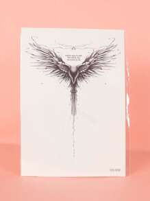 1張翅膀刺青貼防水持久帥氣男士後脖頸 - 黑色 - 查看 5