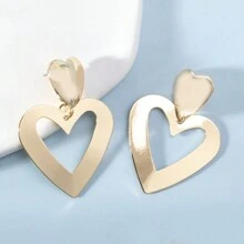 1 對金屬鏤空心形噴漆耳環,適合日常配戴及度假 - 鏤空雙愛心 - 查看 6