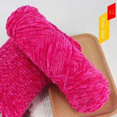 100克（均码）/200克/250克柔软雪尼尔绒毛纱线，针织缝纫DIY材料，适用于围巾/毛衣，100%涤纶绒毛纱线，钩编和针织配件（不含展示道具）