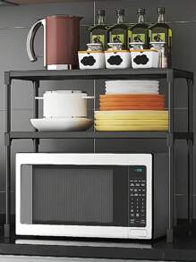 1只廚房傢具收納架,多功能延伸微波爐架 - 黑色 - 查看 1