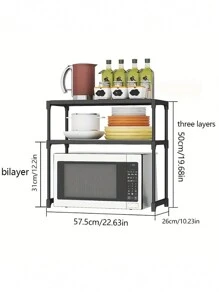 1只廚房傢具收納架,多功能延伸微波爐架 - 黑色 - 查看 2