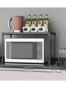 1只廚房傢具收納架,多功能延伸微波爐架 - 黑色 - 查看 3