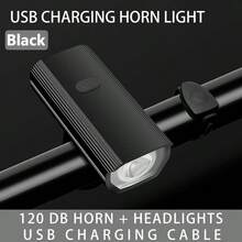 1 件 Abs 防水自行車燈,帶喇叭功能,usb 充電,增強您的道路安全和性能 - 黑色 - 查看 1