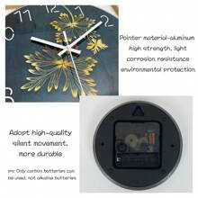 A 12-Inch Tempered Glass Premium Touch Wall Clock With Art Leaf Pattern Silent Battery Powered For Living Room Dining Room Parties, Gifts For Friends (No Battery) - Multicolor - View 7