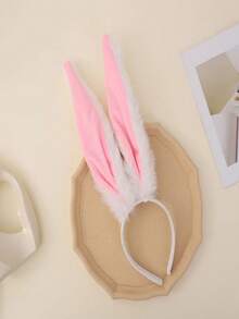 毛絨兔耳朵髮箍髮飾,cosplay頭帶,純正兔女郎動物耳朵髮箍,適合裝扮和網紅造型 - 白色 - 查看 1