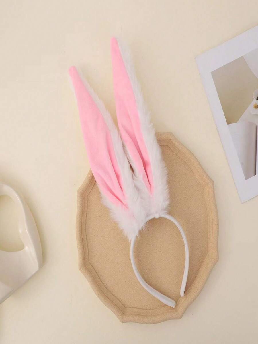 毛絨兔耳朵髮箍髮飾,cosplay頭帶,純正兔女郎動物耳朵髮箍,適合裝扮和網紅造型 - 白色 - 查看 1