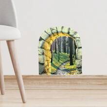 Calcomanía De Pared Removible Creativa Con Diseño De Cueva De Piedra En El Bosque Para La Decoración De Fondo De La Pared De La Sala De Estar - Verde - Ver 1